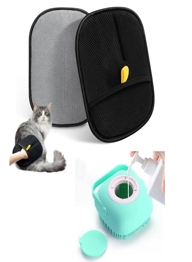 MORVIKA Pet Hair Removal Gloves, Static-Enhanced Pet Hair Removal Mitt, Reusable Grooming Mitt Cleaning Glove for Furniture, Carpets, Car Seats & Gentle Massage & Dog & Cat Bath Brush - Shampoo & Scrubber - Image 1